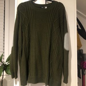 Green sweater with elbow patches